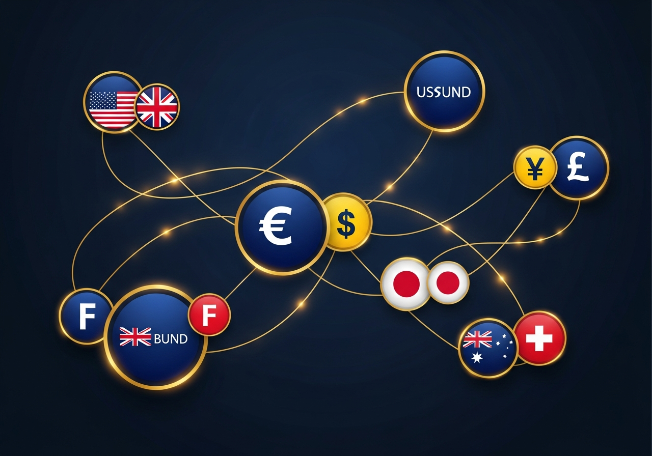 Currency pair correlation matrix and chart overlay