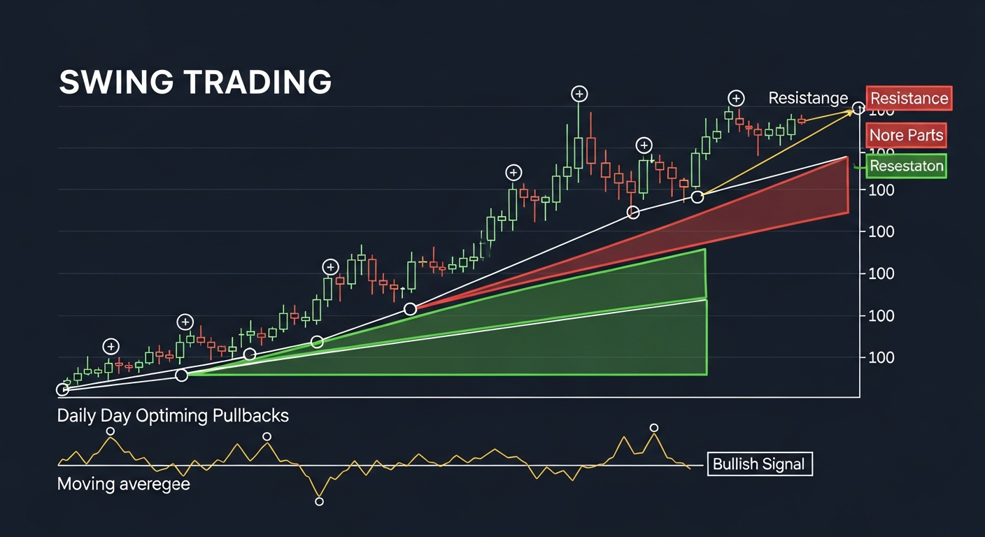 Swing trading multi-day move with support bounce and resistance target